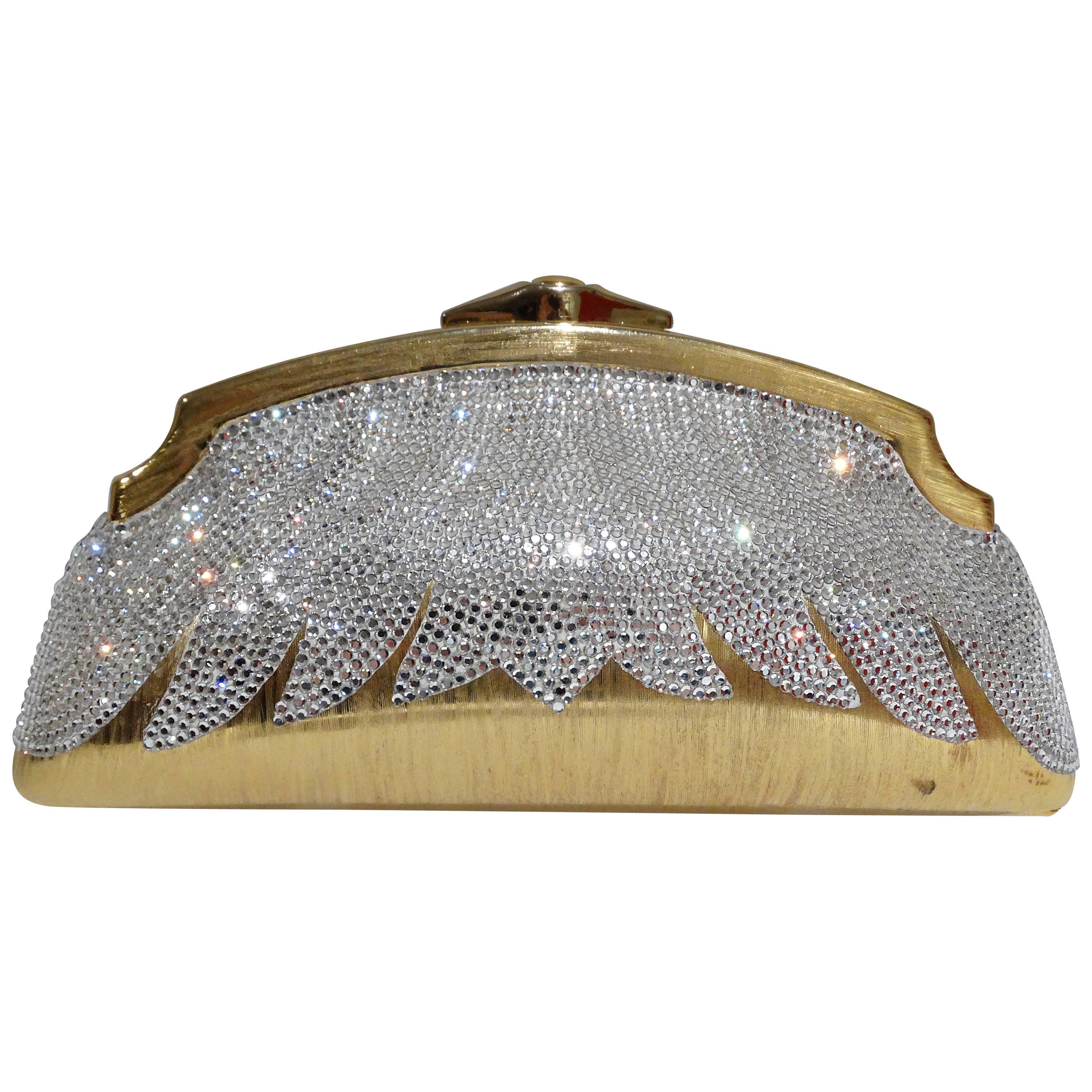 1980's Judith Leiber Minaudiere Crystal Flame Clutch 