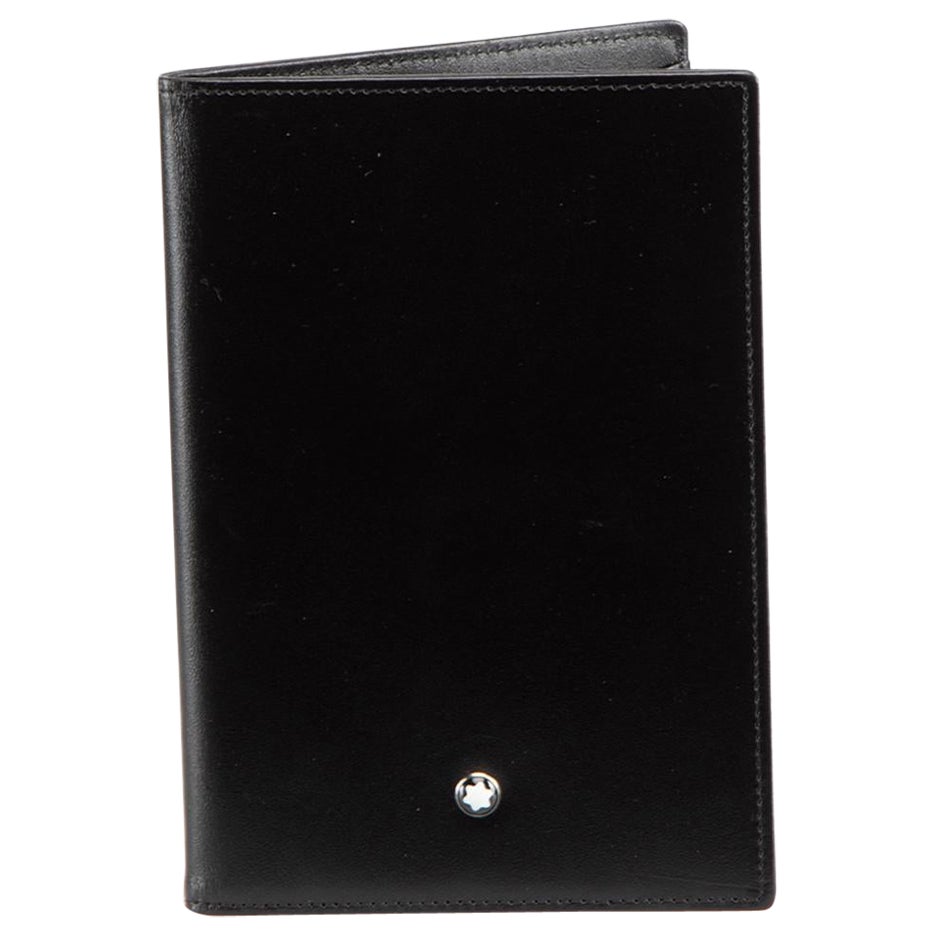 Montblanc Black Leather Passport Cover For Sale