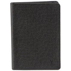 Louis Vuitton Black Leather Logo Passport Wallet