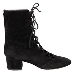 Gianvito Rossi Black Suede Lace Up Boots