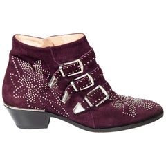 Chloe Purple Suede Susanna Studded Ankle Boots