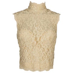 Vintage Top / Corset in White Lace and Sequins