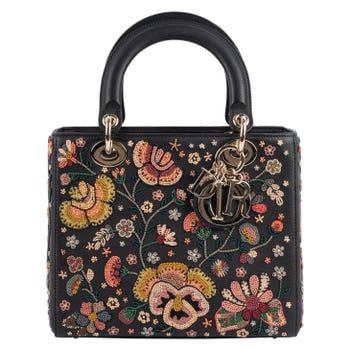 Lady Dior Black Leather Beaded Bag, 2019