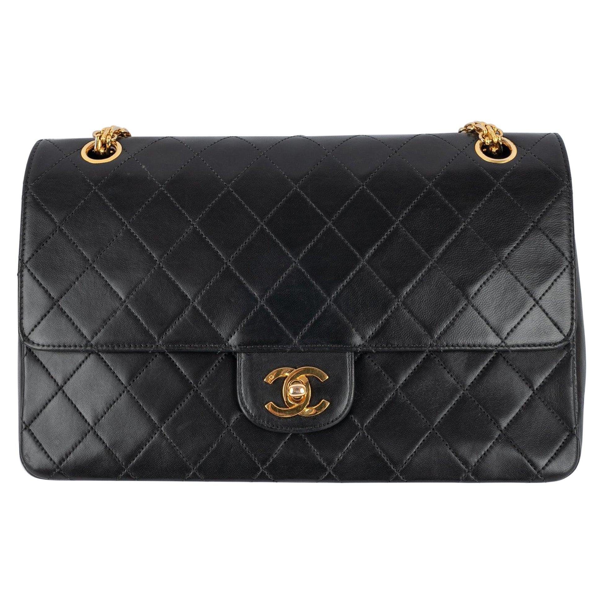 Chanel Quilted Black Lambskin Timeless Bag, 1997/1999 For Sale
