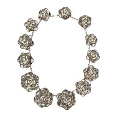 Chanel Silberne Metall-Halskette, 1930er Jahre