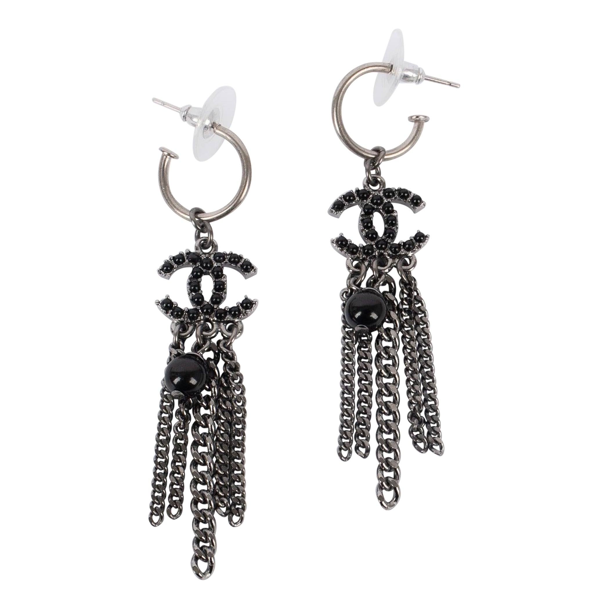 Chanel Dark-Silvery Metal Earrings Spring-Summer Collection, 2010  For Sale