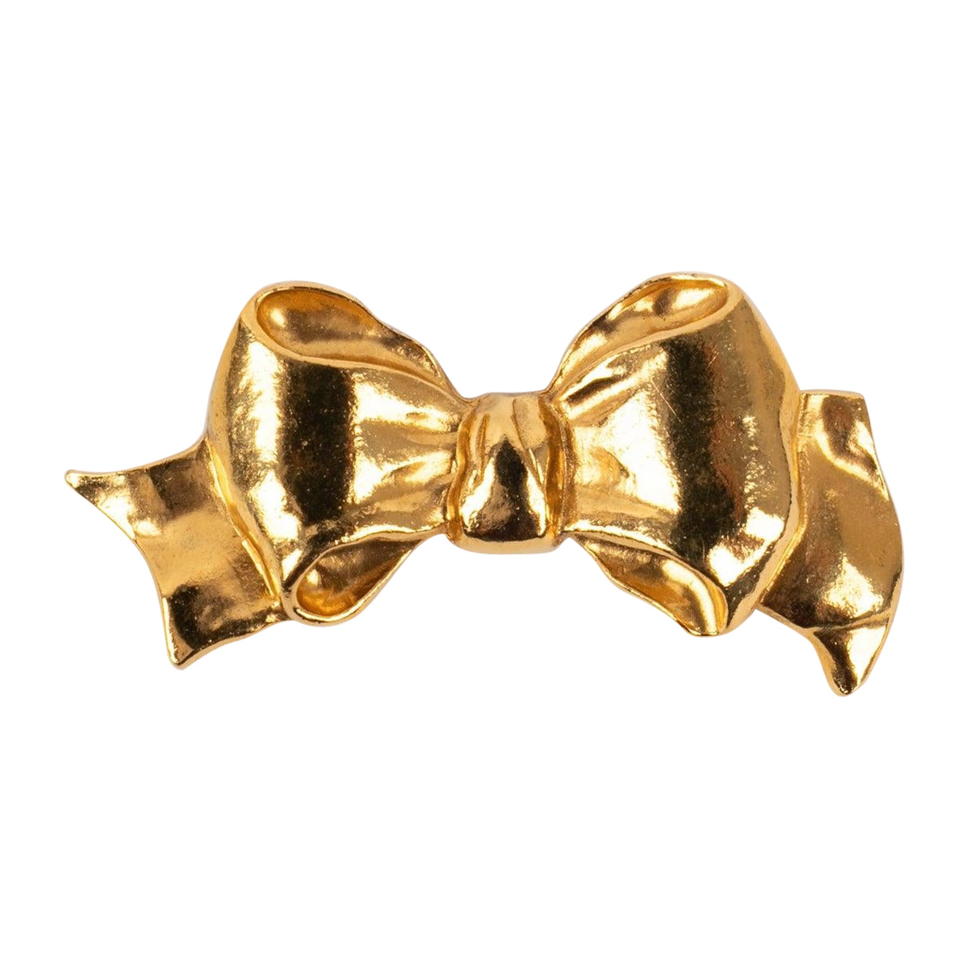 Chanel Bow Brooch in Gold-Plated Metal Representing a Bow, 1990s