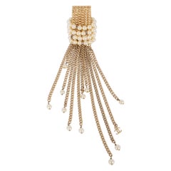 Chanel Golden Metal Brooch with Rhinestone Rings And Costume Pearls, 2001