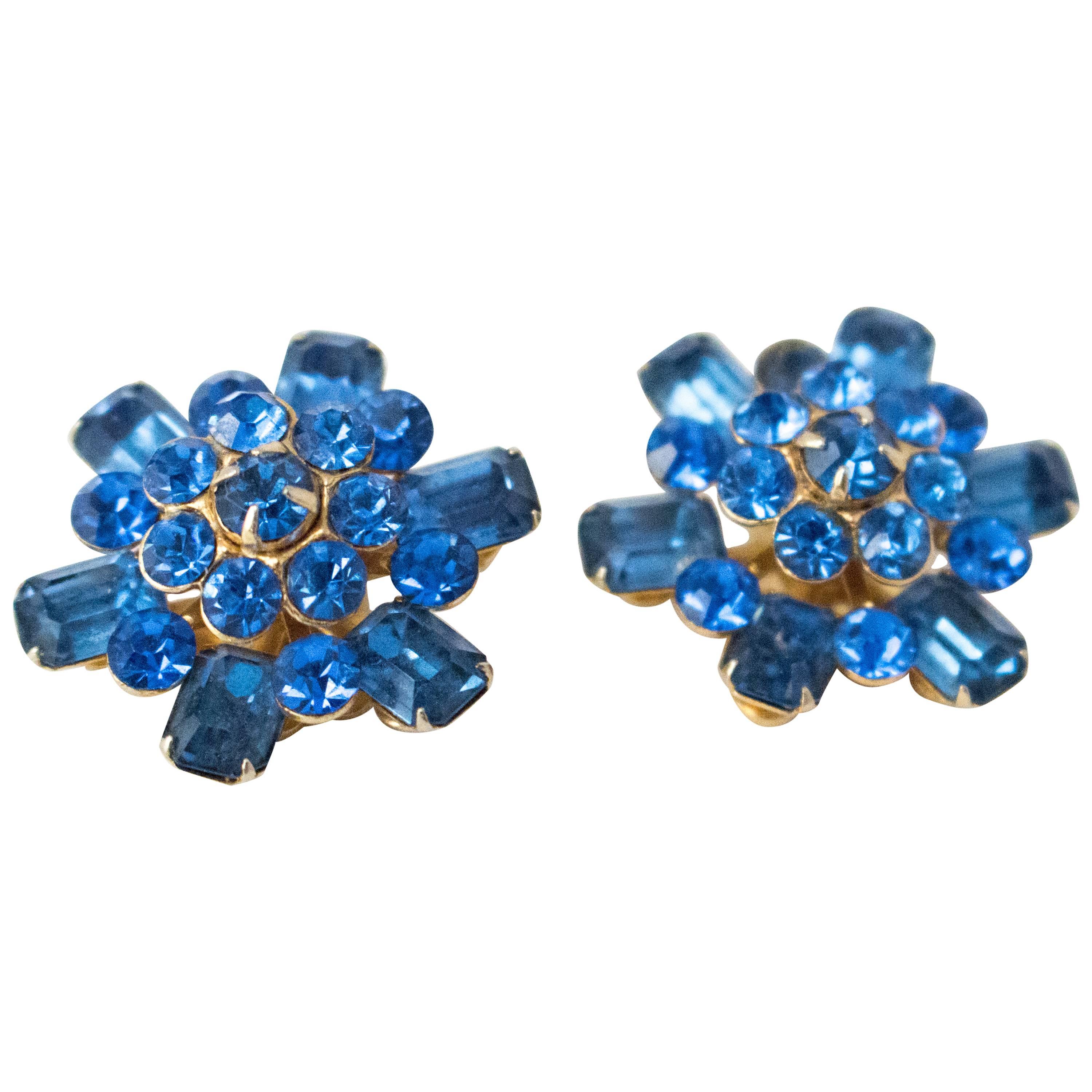 50s Coro Blue Gem Earrings
