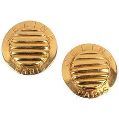 Vintage Celine Golden Metal Clip-on Earrings