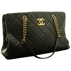 CHANEL Calfskin 2012 Antique Gold Chain Shoulder Bag Black Quilted 7