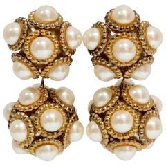 1980s Faux Pearl Statement Earrings