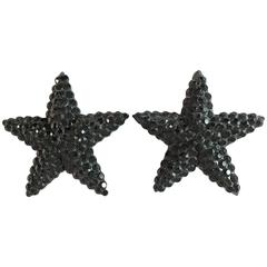 1980s Richard Kerr Black Star Clip On Earrings 10