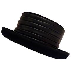1980s Kokin Black Leather Band Top Hat 