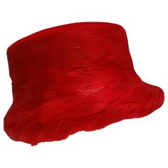 1950s Clover Lane Red Feathered Hat 