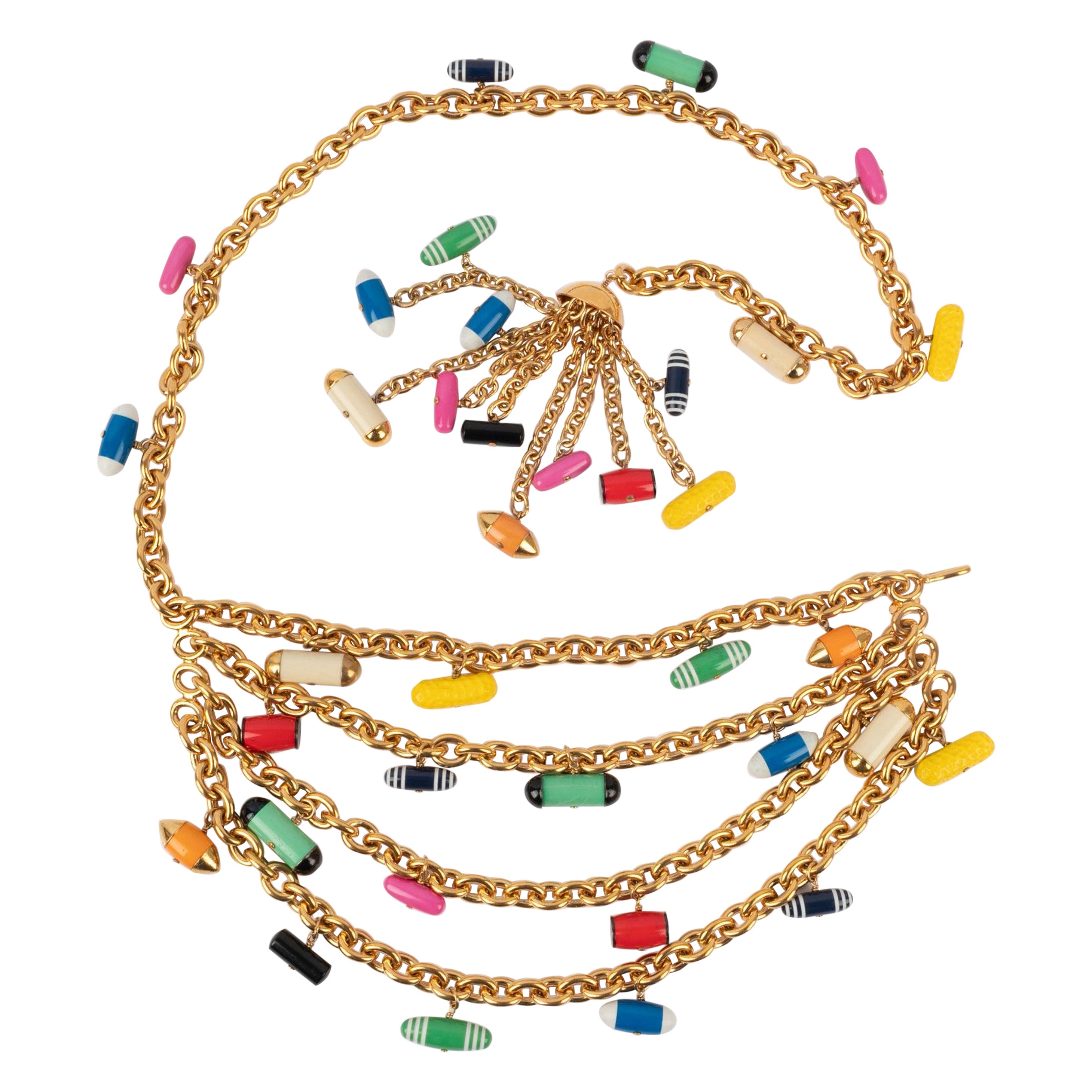 Chanel Golden Metal Belt Ornamented with Multicolored Resin Charms, 1992