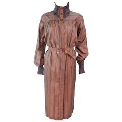 MISSONI Khaki Striped Coat with Knit Trim Size 10 3