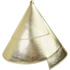 Escada Gold Metallic Leather in Triangle and Round Party Hat Handbag/Clutch 1
