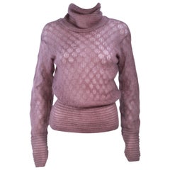 MISSONI Mauve Knit Wool Turtleneck Sweater Size 8