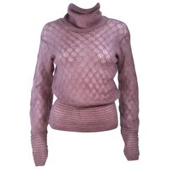 MISSONI Mauve Knit Wool Turtleneck Sweater Size 8 2