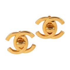 Chanel Turn-Lock Design Golden Metal Clip-on Earrings, 1995
