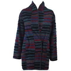 MISSONI Wool Reversible Multi-Color Double Breasted Coat Size 8 5