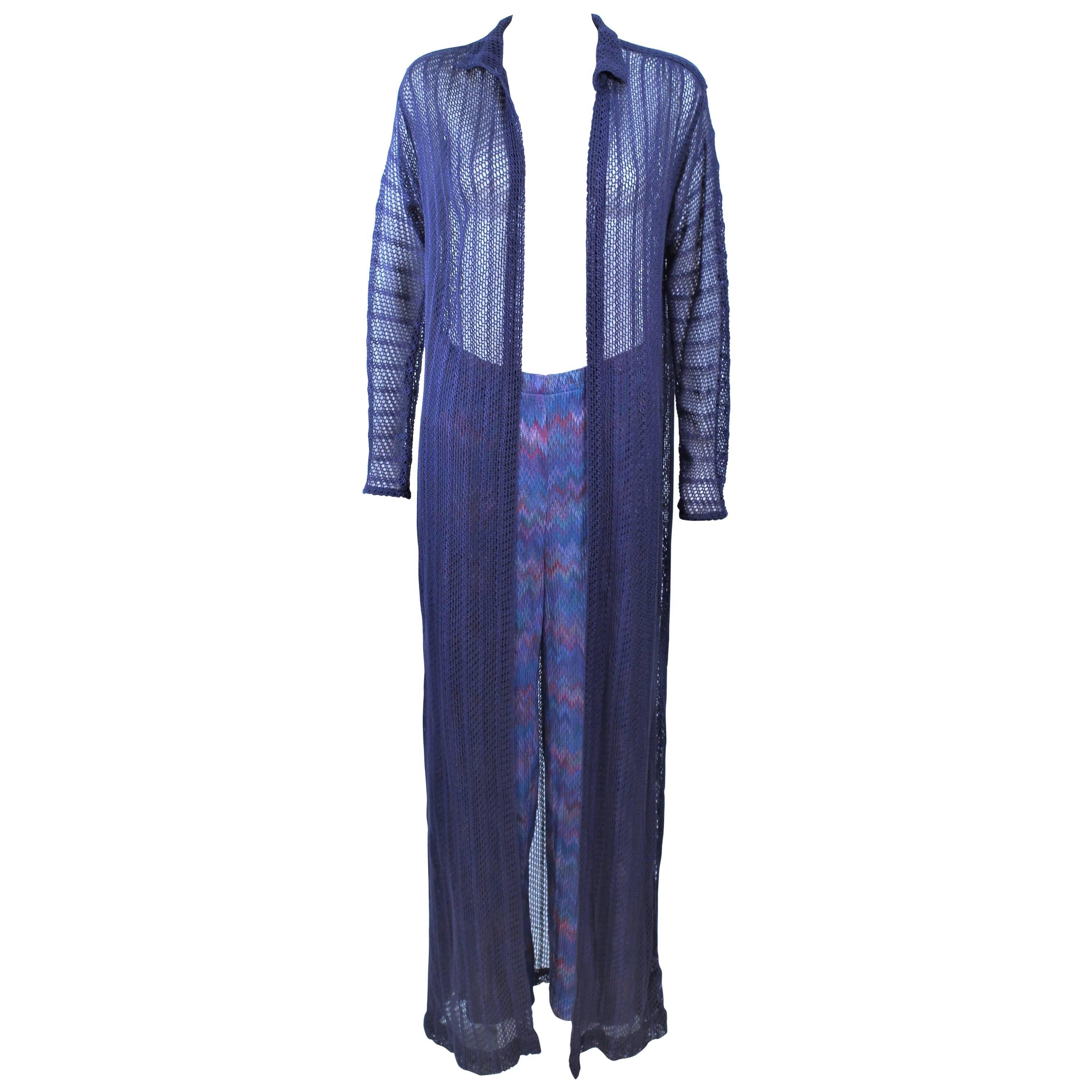 MISSONI Periwinkle Duster and Zig Zag Pattern Pants Size 46 For Sale