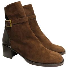 Chanel Brown Suede /Patent Ankle Boot 
