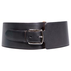 Hermès Black Leather Etriviere Wide Waist Belt