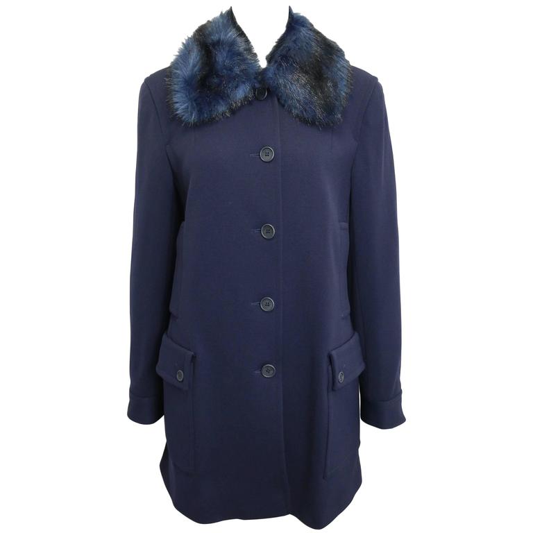 Iceberg Navy with Blue/Black Fur Collar Coat For Sale at 1stdibs