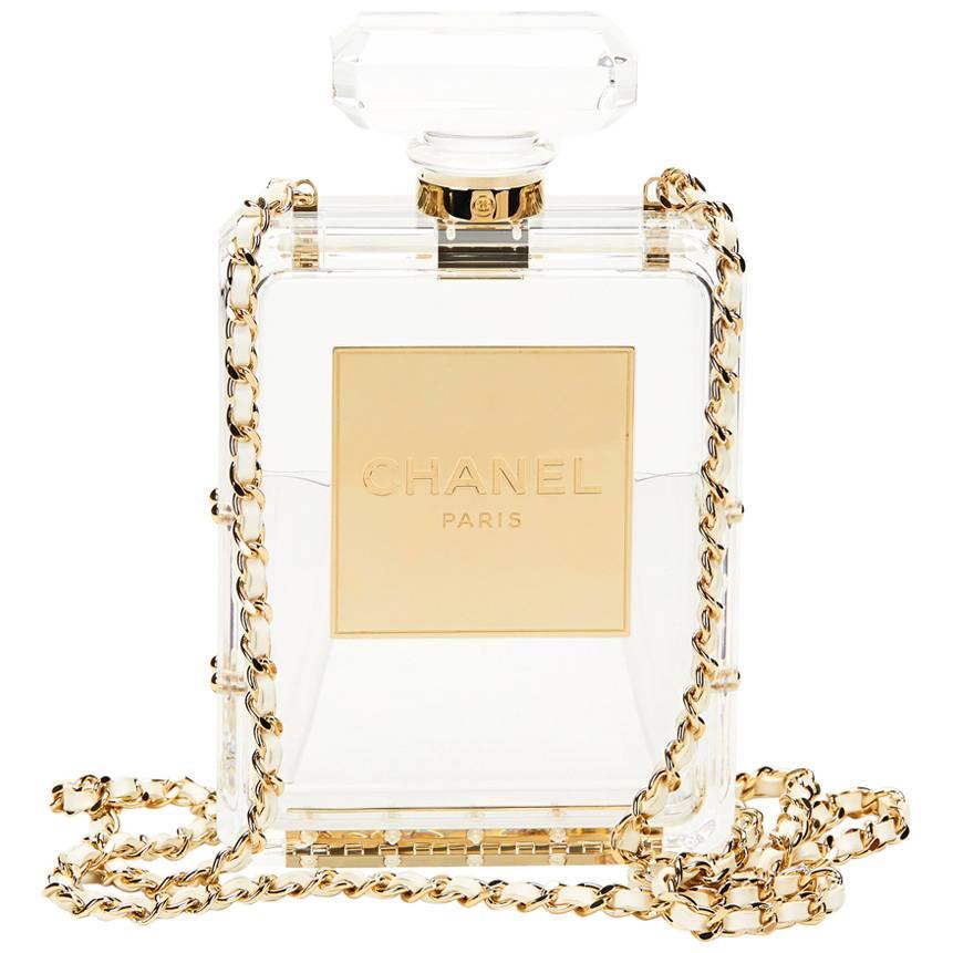 2014 Chanel Clear Plexiglass No. 5 Perfume Bottle Bag 