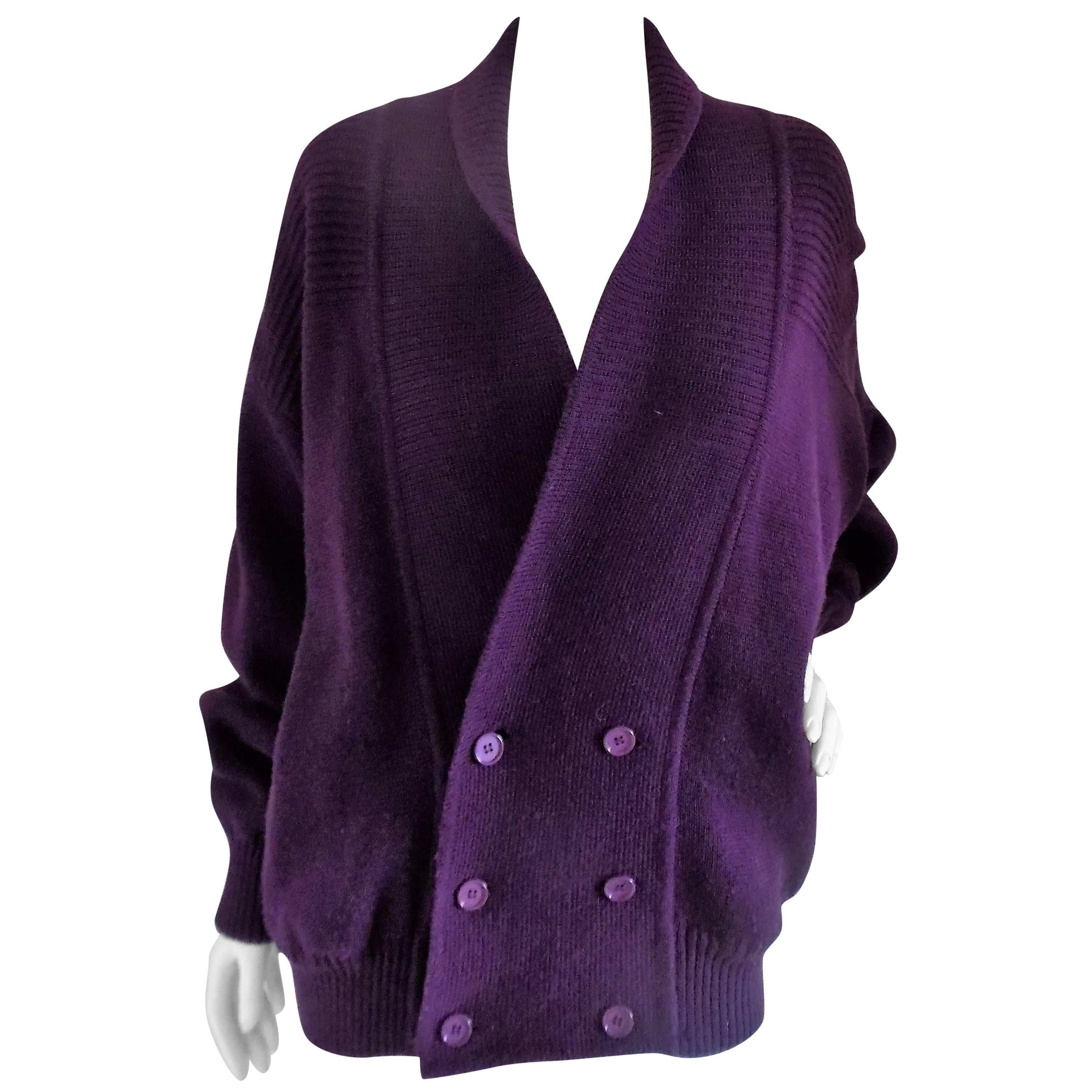 Yves Saint Laurent Purple Cardigan