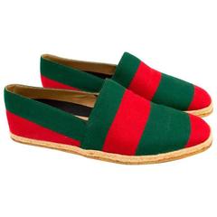 Gucci Green and Red Men's Striped Espadrilles 12