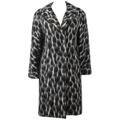 Gucci Black & White Animal Print Mohair Alpaca Coat