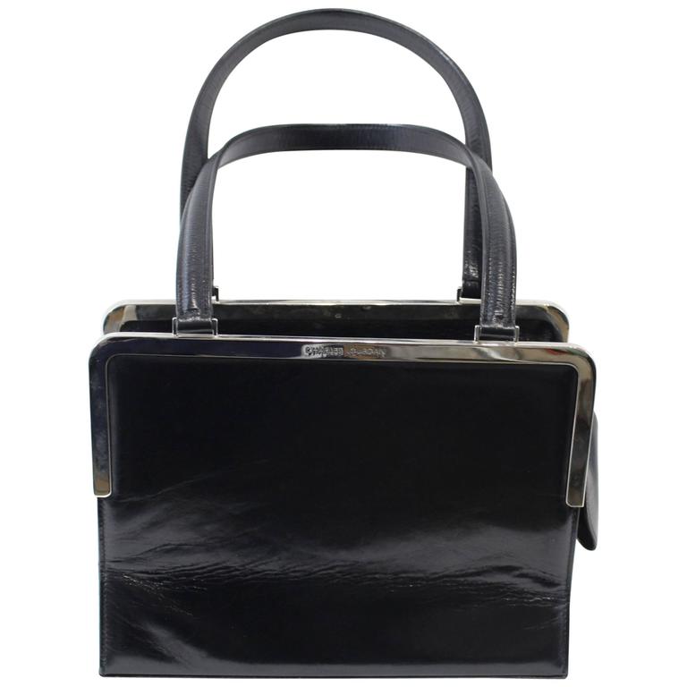 Vintage Black Patented Leather Charles Jourdan Bag at 1stDibs