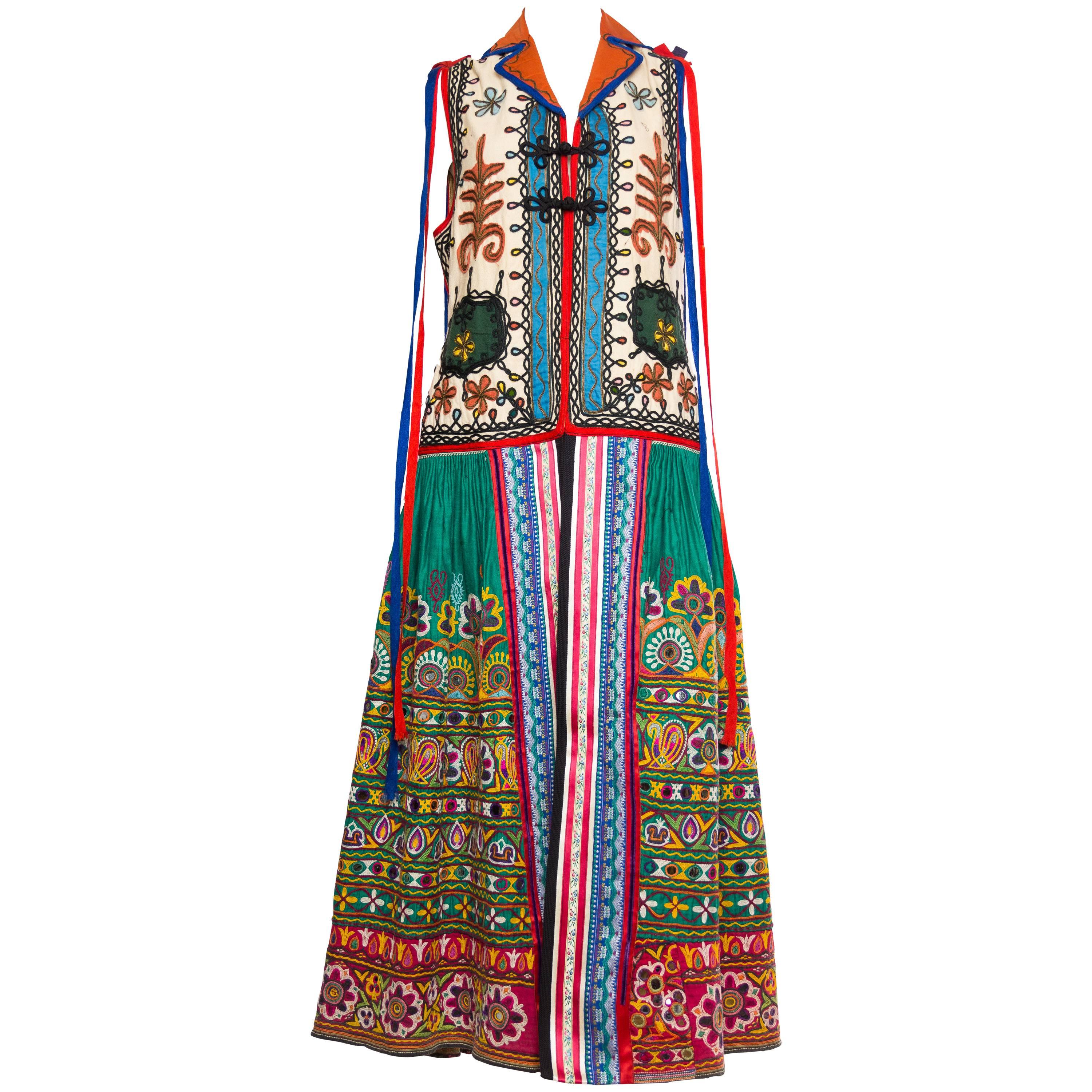 Striking Antique Folkloric Embroidered Duster Vest