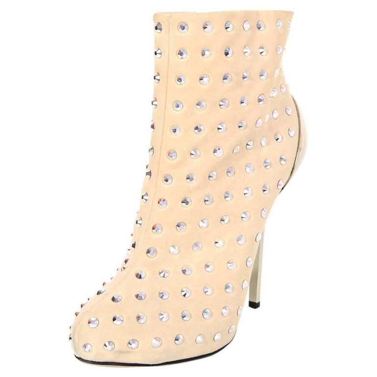 beige studded ankle boots