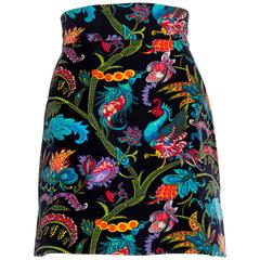 1960s Exotic Printed Velvet Miniskirt 11
