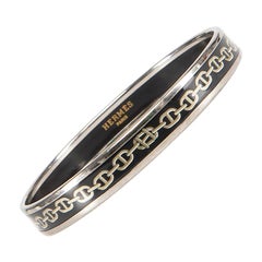 Hermes Black Chaine D‚Äôancre Enamel Bangle