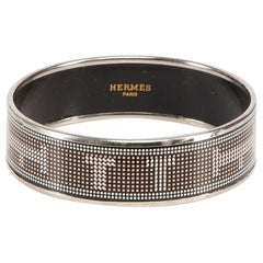 Hermes Black H Logo Wide Enamel Bangle