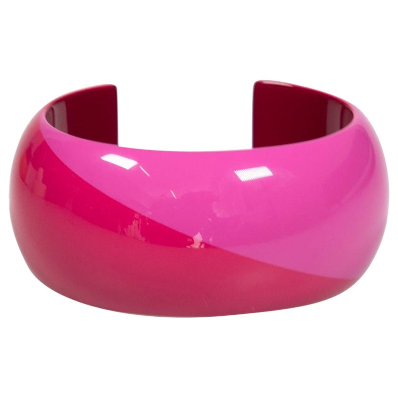 Hermes Pink Lacquer Wide Bangle For Sale