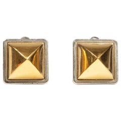Hermes Gold Pyramid Clip-On Earrings