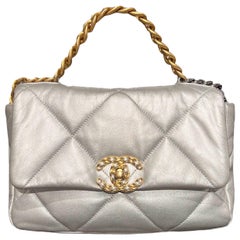 Borsa a mano Chanel 19 Flap Silver