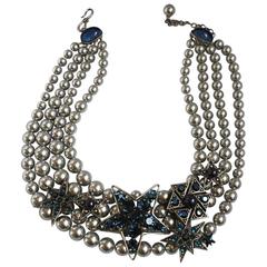 Vintage Philippe Ferrandis for Jacques Fath Pearl and Star Necklace