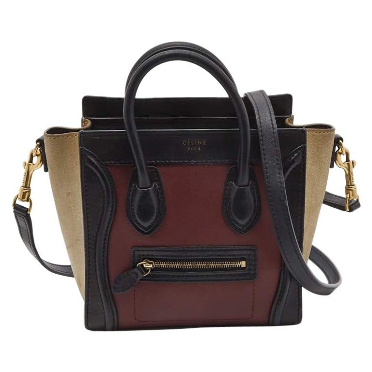 Céline Multicolor Leather and Suede Nano Luggage Tote For Sale