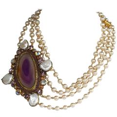 Ella K Glass Pearl, Pink Agate, and Keshi Pearl Necklace 12