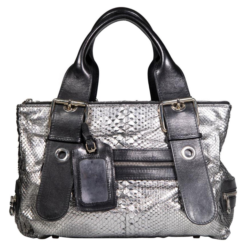 Chloé Silver Python Buckle Handbag For Sale