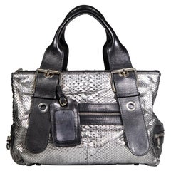 Used Chloé Silver Python Buckle Handbag