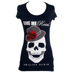 PHILIPP PLEIN Couture Top Black Skull and Diamante Tee M 11