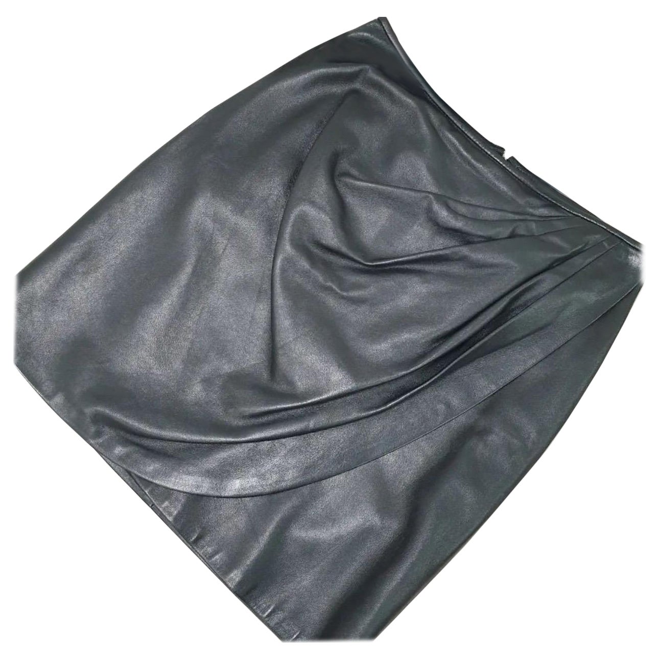 Dior Black Leather Mini Skirt For Sale
